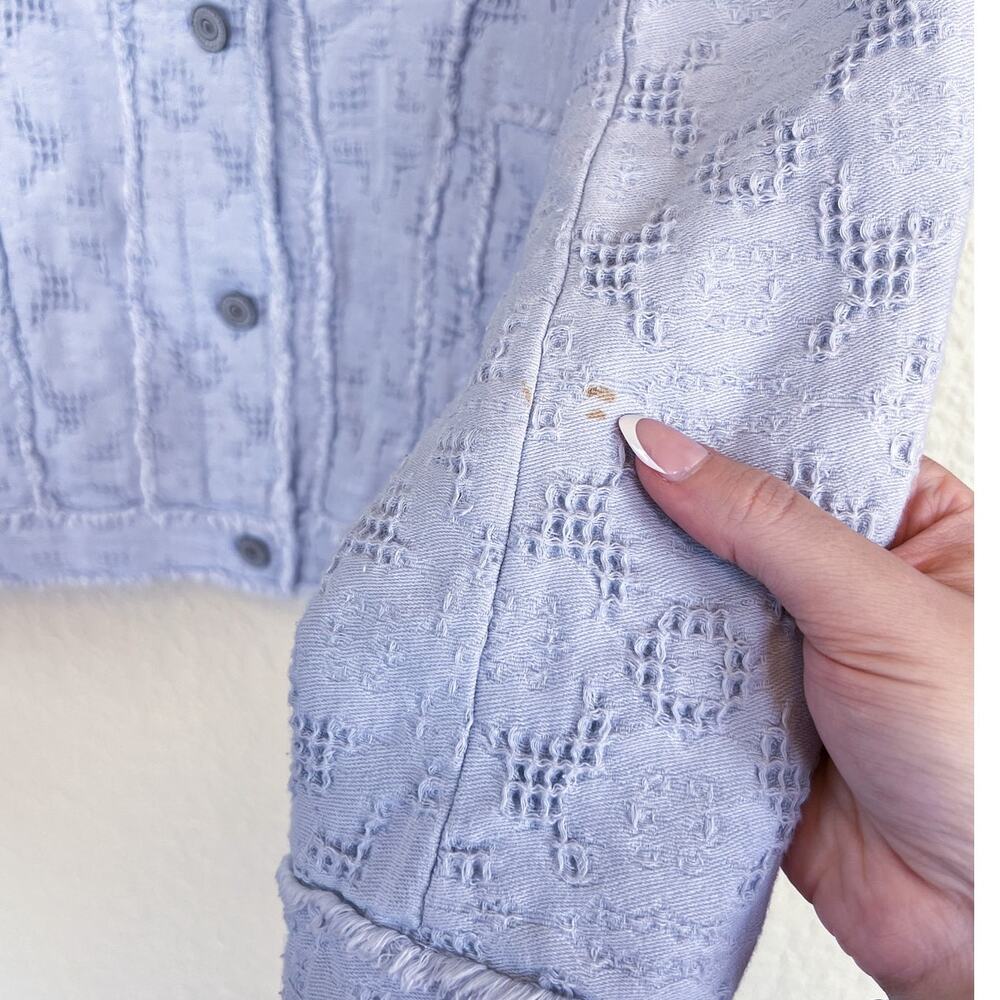 Rebecca Taylor Women's Baby Blue Textured Crop Jacket Medium Preppy - Picture 7 of 9